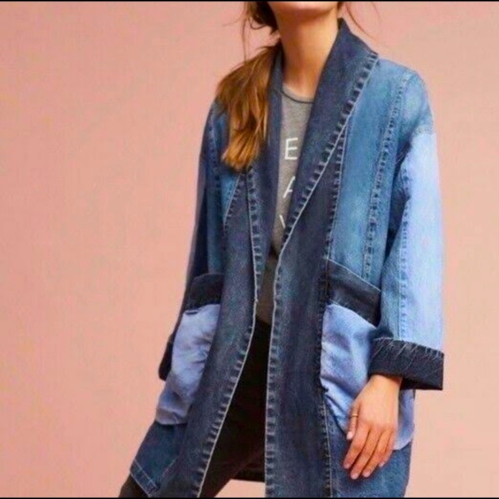 Pilcro & The Letterpress Anthropologie Women’s Patched Denim Jacket- M